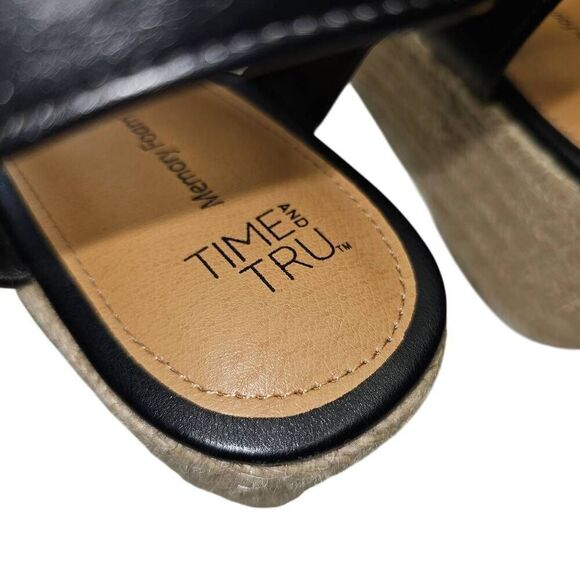 Time and Tru Women's Braided Mid-Heel Wedge Sandals Size 9.5 - Picture 2 of 12
